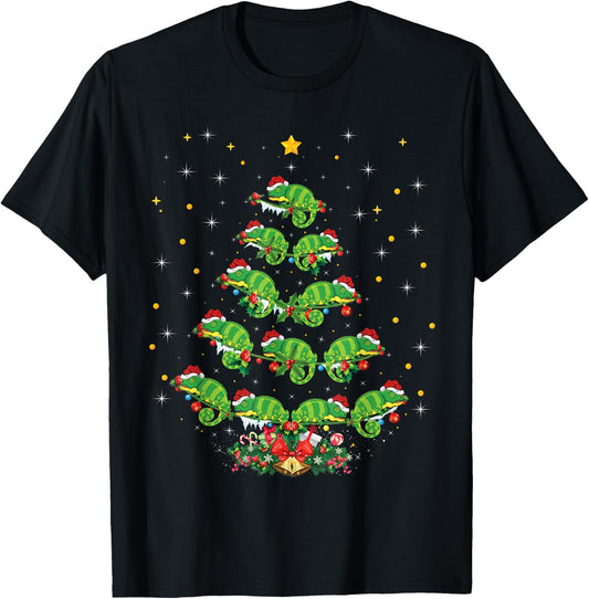 Chameleon Animal Lover Xmas Gift Chameleon Christmas Tree T-Shirt - T-Shirt | Black