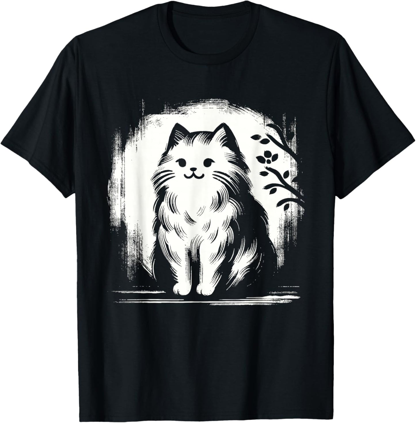 Kawaii Cat Anime Japanese Retro Men Women Kids Funny Cat T-Shirt - T-Shirt | Black