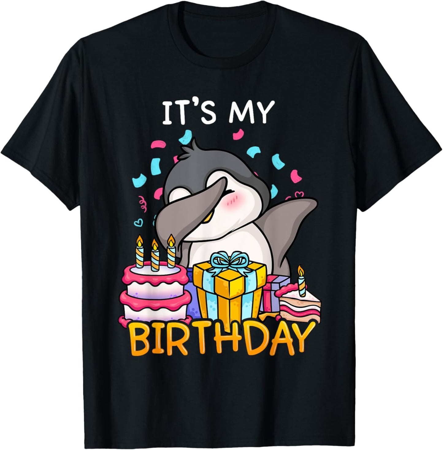 Its My Birthday Funny Dabbing Cute Penguin Dance Seabird T-Shirt - T-Shirt | Black