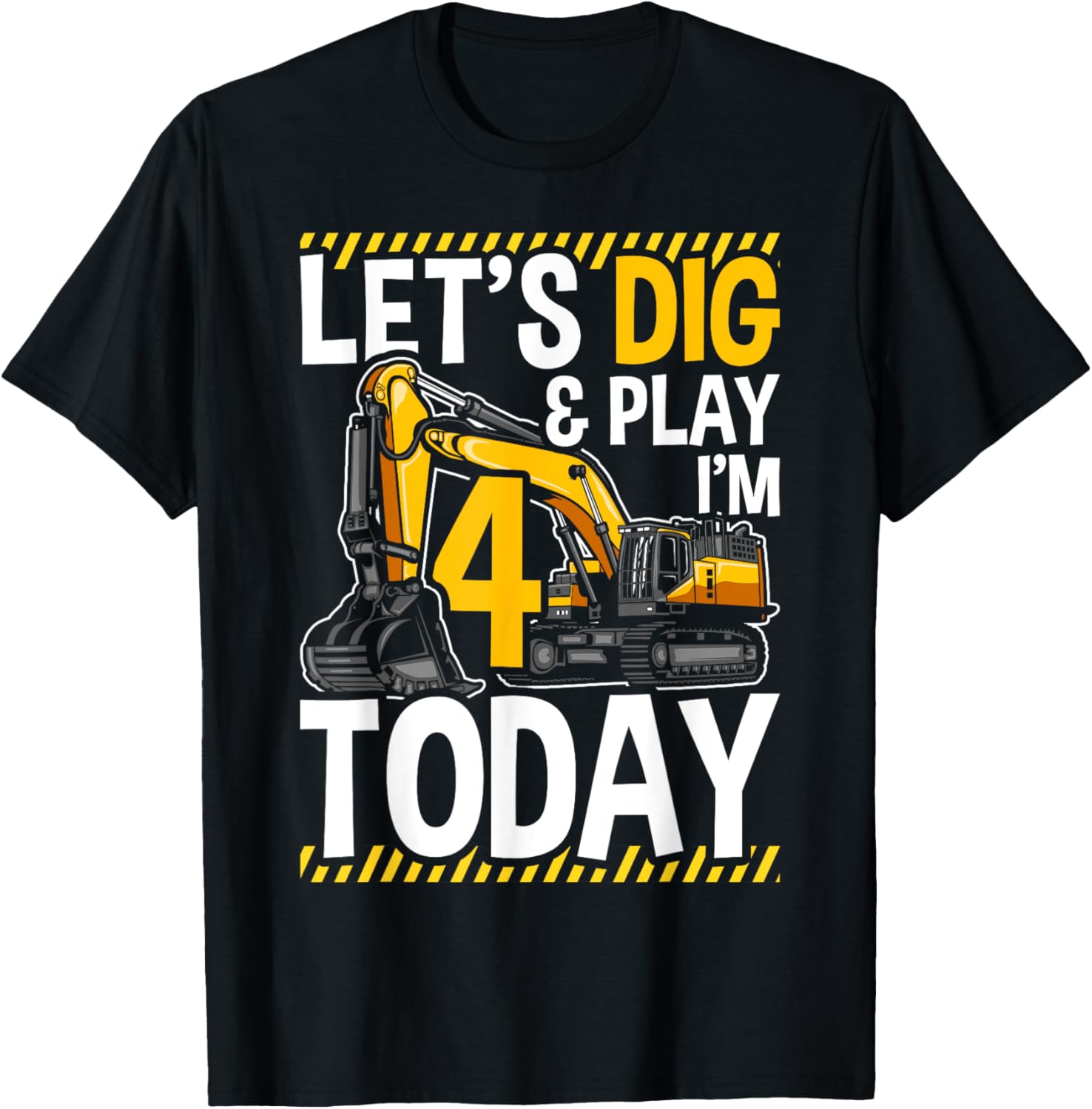 Birthday Boy 4 Construction 4th Birthday Excavator Birthday T-Shirt - T-Shirt | Black