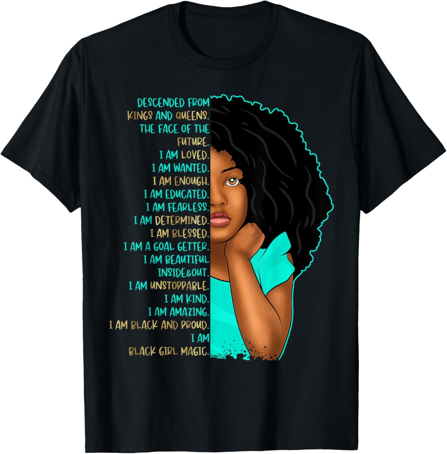 Girls Black Pride Self Care Black Girl Affirmations Kids T-Shirt - T-Shirt | Black