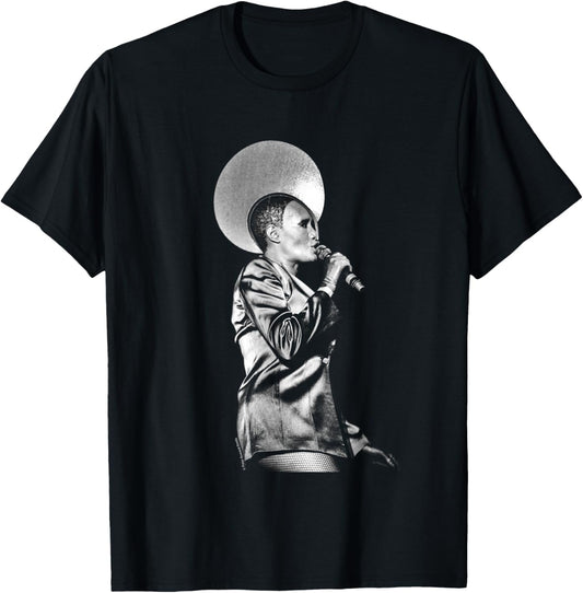 Grace Jones Live Black And White By Everard Smith T-Shirt - T-Shirt | Black