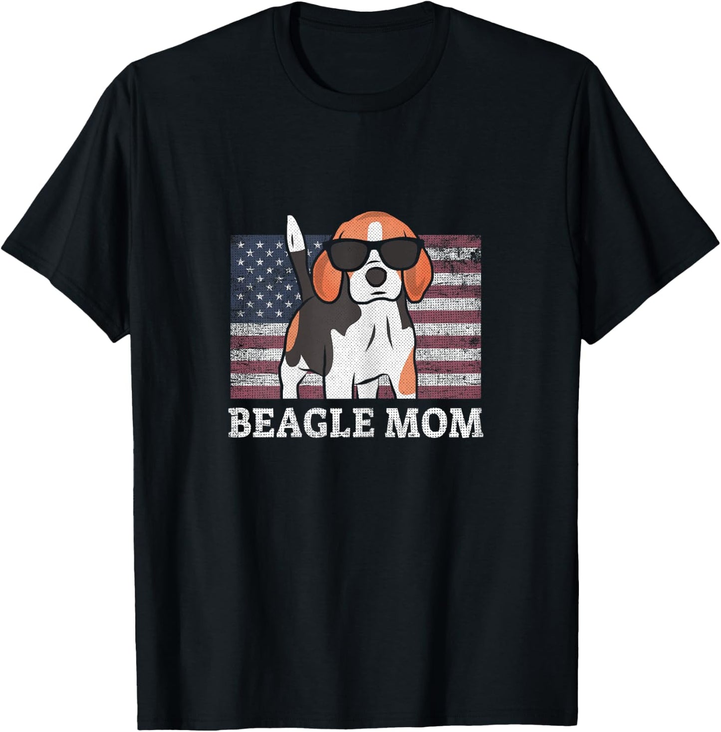 Beagle Mom American Flag 4th of July Patriotic USA Design Women T-Shirt - T-Shirt | Black