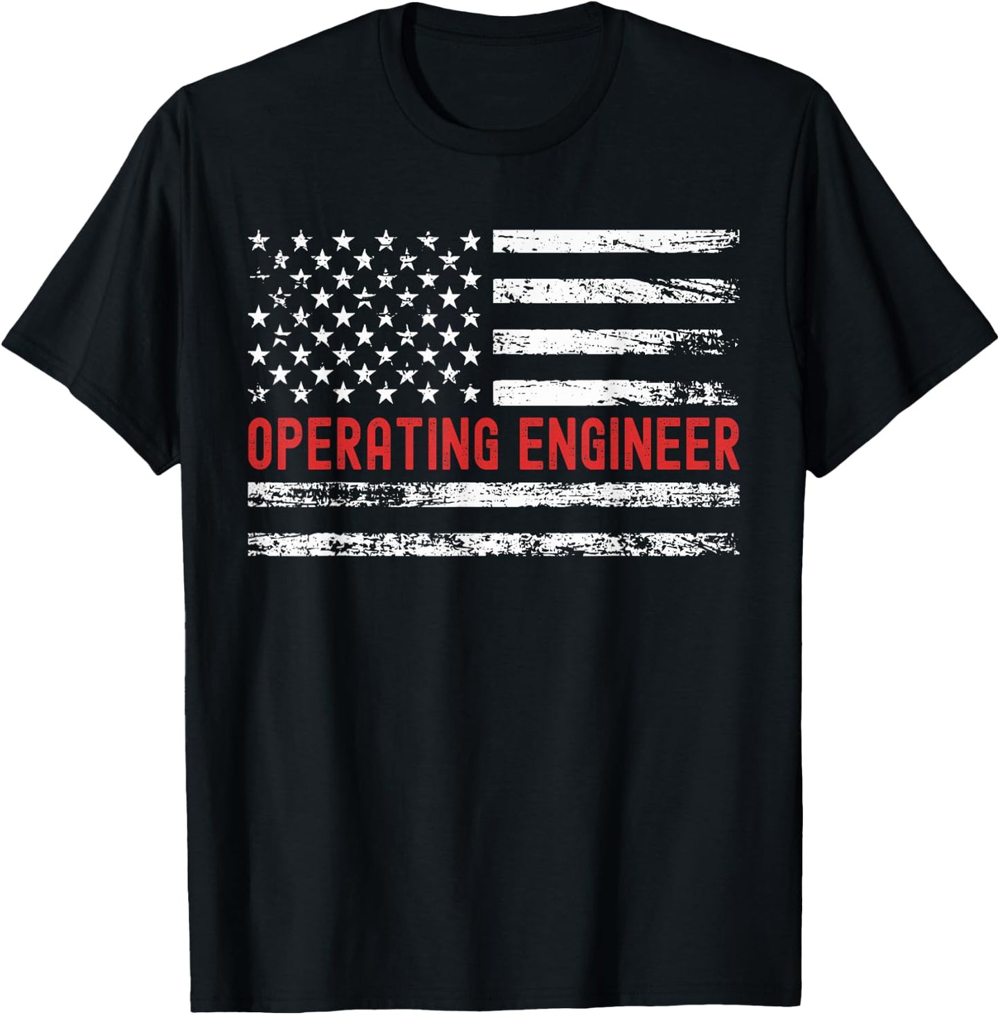 Operating Engineer USA Flag Profession Retro Job Title T-Shirt - T-Shirt | Black