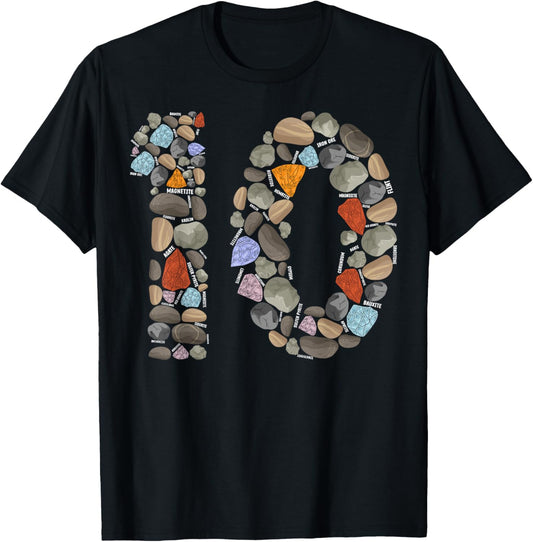 Geology Rocks 10 Years Old 10th Birthday Rock Collecting T-Shirt - T-Shirt | Black