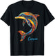 Cancun Mexico Beach Vintage Vacation Retro Tribal Dolphin T-Shirt - T-Shirt | Black