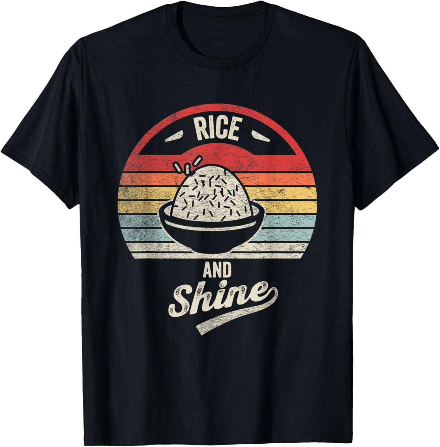 Retro Vintage Rice And Shine Sun Asian Foodie Rice Cooker T-Shirt - T-Shirt | Black