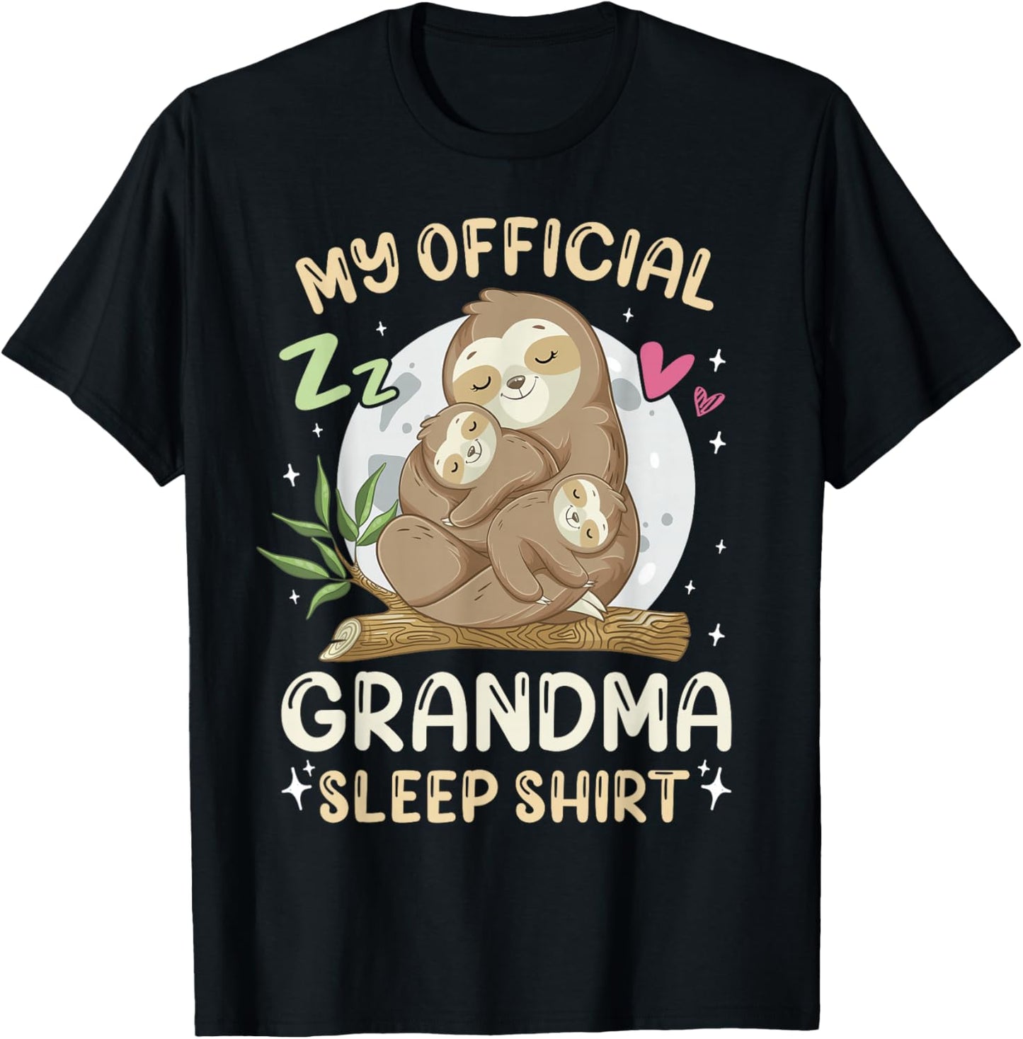 Official Grandma Sleep Shirt, Mother's Day Sloths Family T-Shirt - T-Shirt | Black