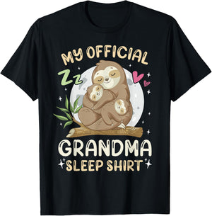 Official Grandma Sleep Shirt, Mother's Day Sloths Family T-Shirt - T-Shirt | Black