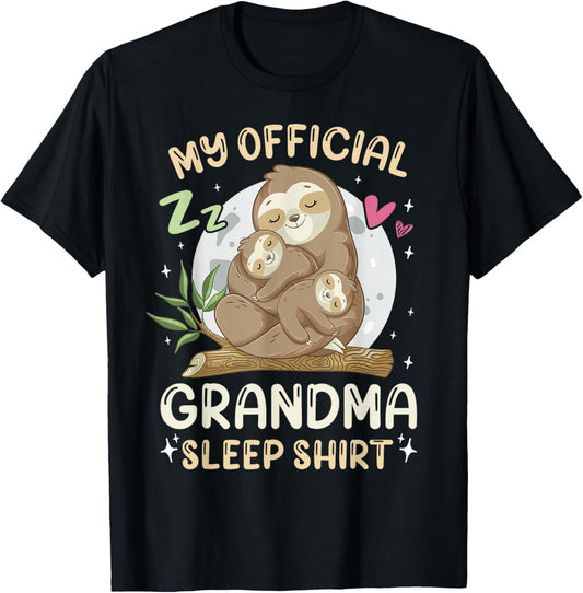 Official Grandma Sleep Shirt, Mother's Day Sloths Family T-Shirt - T-Shirt | Black