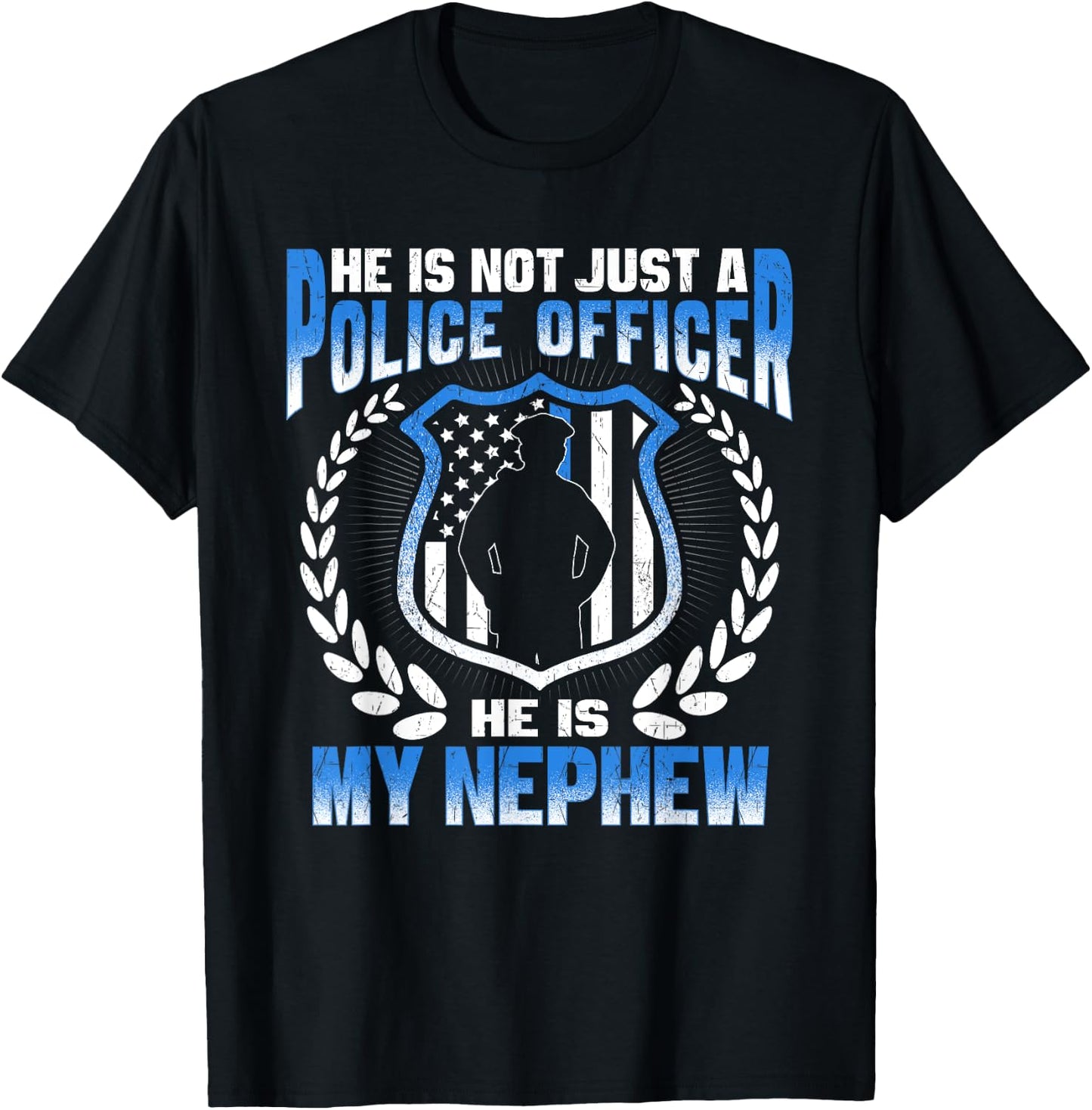My Nephew Is A Brave Police Officer Proud Police Aunt Uncle T-Shirt - T-Shirt | Black