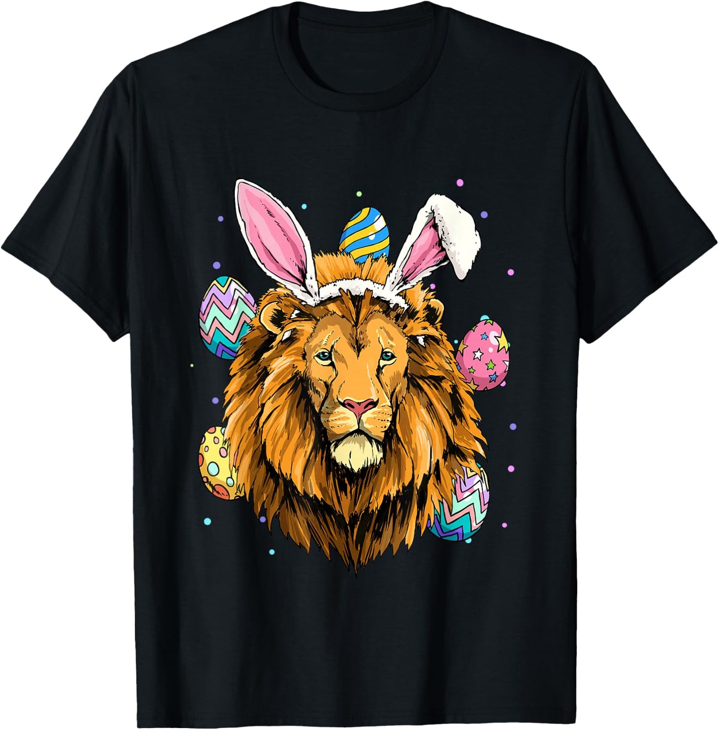 Easter Bunny Lion Funny Easter Lion T-Shirt - T-Shirt | Black