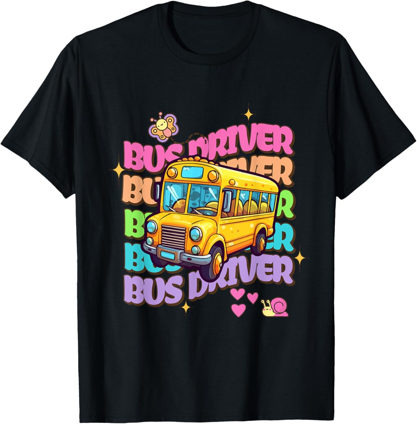 School Bus Driver Groovy Retro Back To School T-Shirt - T-Shirt | Black
