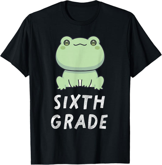 6th Grade Frog Back To School Student Teacher T-Shirt - T-Shirt | Black