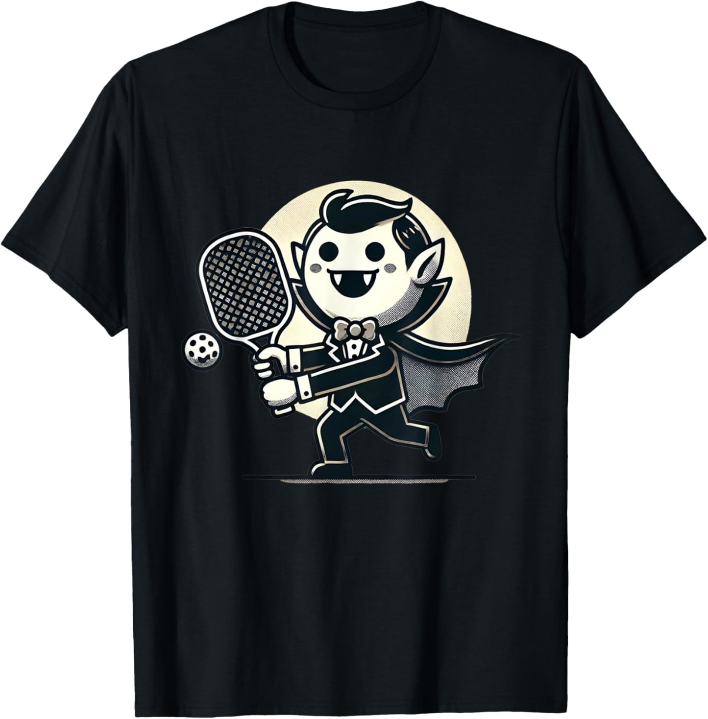 Vampire Pickleball Player Funny Halloween Costume Sports T-Shirt - T-Shirt | Black
