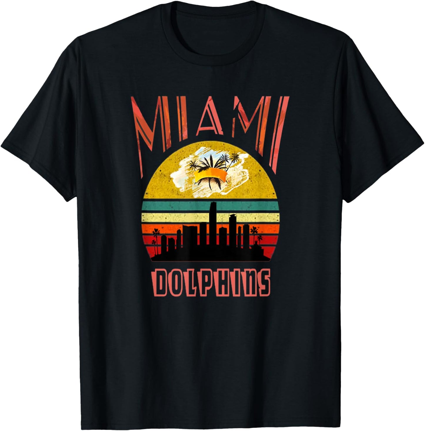Retro Miami Vintage Dolphin Shirt Miami Area Dolphin T-Shirt - T-Shirt | Black