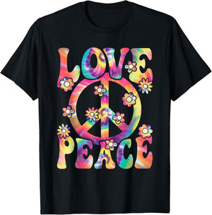Love Peace Sign 60s 70s Outfit Hippie Costume Women Girls T-Shirt - T-Shirt | Black