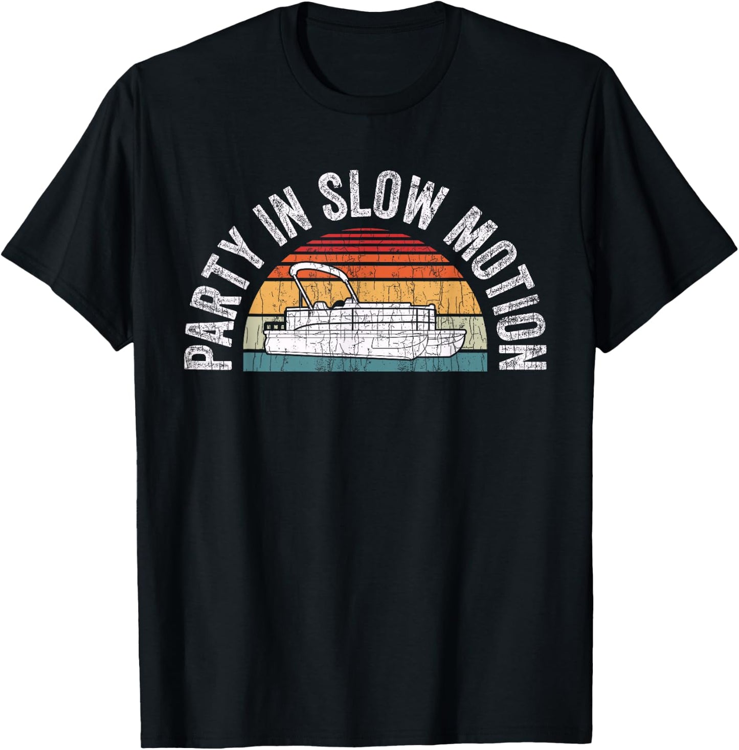 Best Pontoon Captain Shirt Gifts Boat Party in Slow Motion T-Shirt - T-Shirt | Black