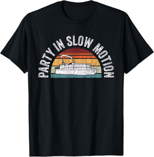 Best Pontoon Captain Shirt Gifts Boat Party in Slow Motion T-Shirt - T-Shirt | Black