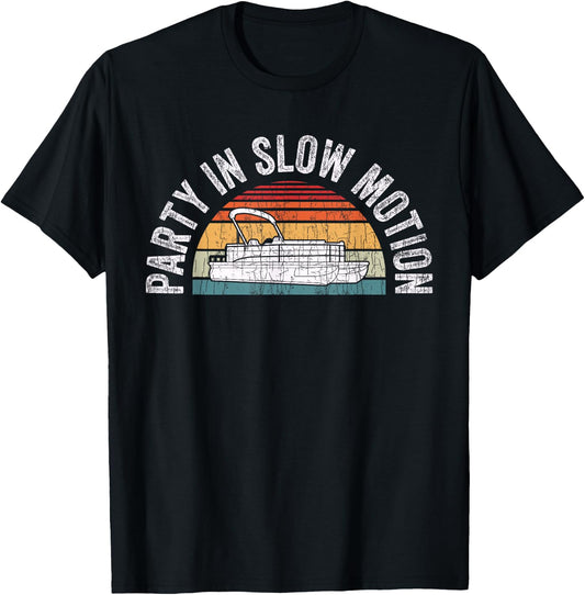Best Pontoon Captain Shirt Gifts Boat Party in Slow Motion T-Shirt - T-Shirt | Black
