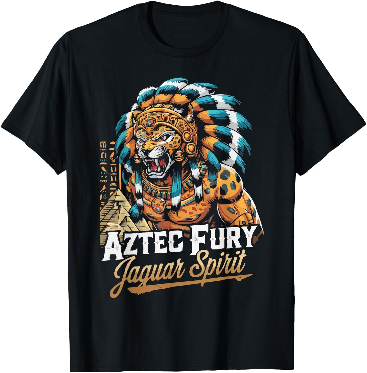 Aztec Jaguar Warrior Aztec Culture Mayan Indigenous T-Shirt - T-Shirt | Black