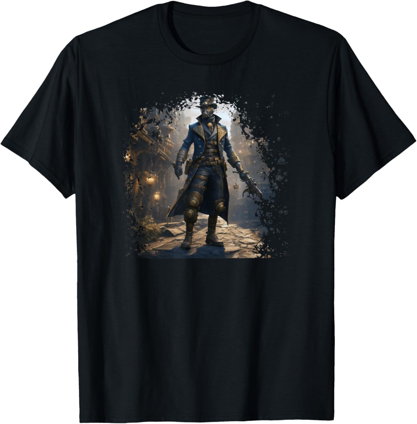 Victorian Steam Punk Assassin And Steampunk World Aesthetic T-Shirt - T-Shirt | Black