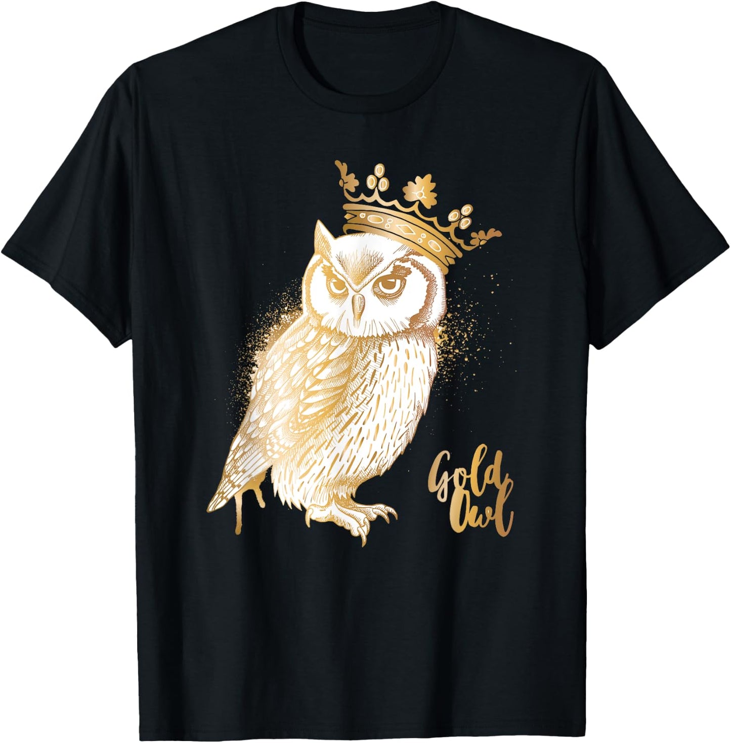 Crowned Golden Owl King Owl lovers T-Shirt - T-Shirt | Black