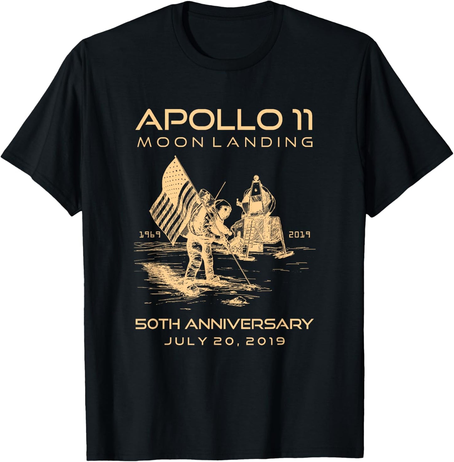 Apollo 11 Moon Landing 50th Anniversary Space 1969 2019 July T-Shirt - T-Shirt | Black