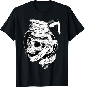Death before Decaf Coffee Lover Blackwork T-Shirt - T-Shirt | Black