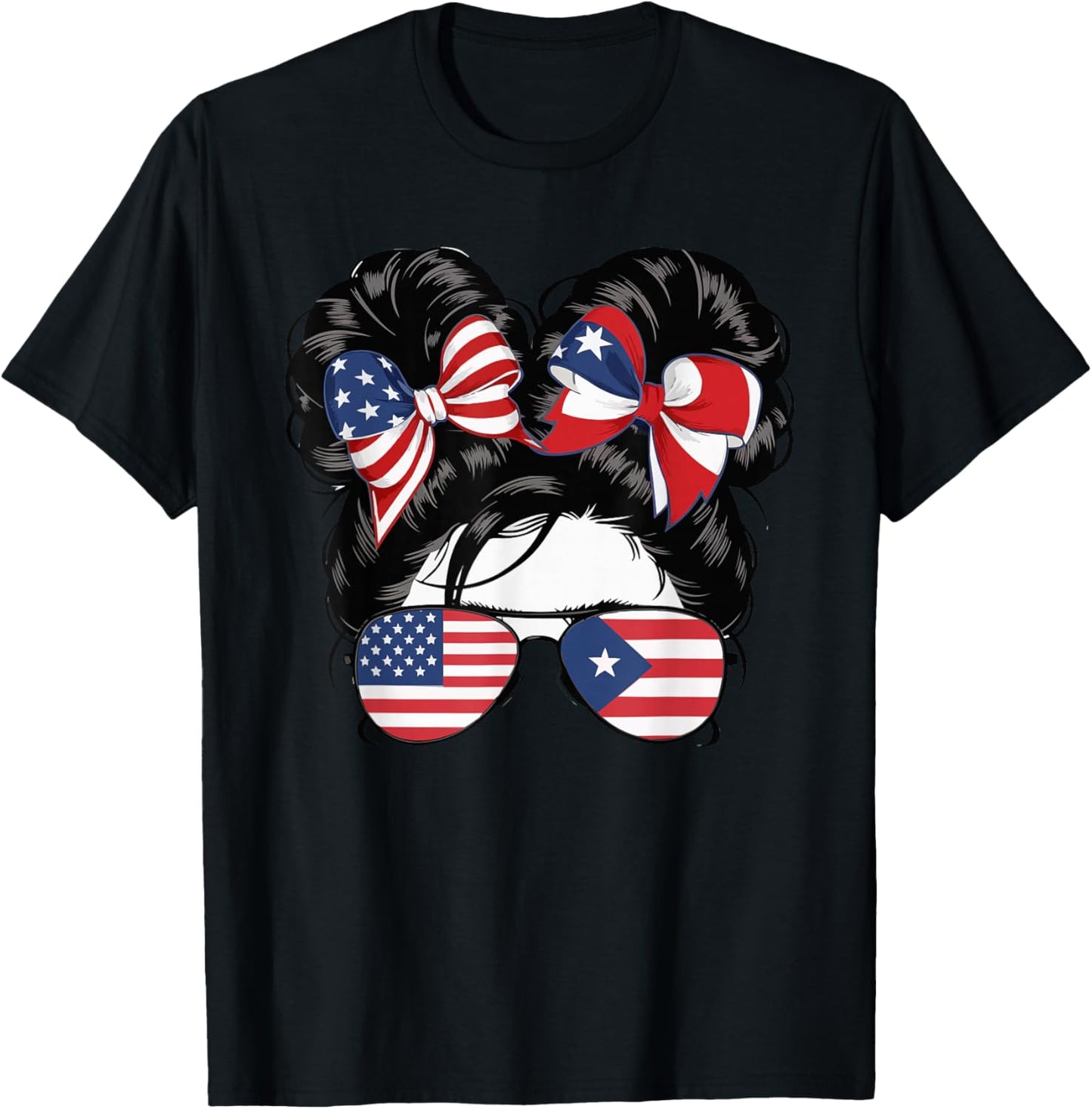 Half Puerto Rican Half American USA Flag Puerto Rico T-Shirt - T-Shirt | Black