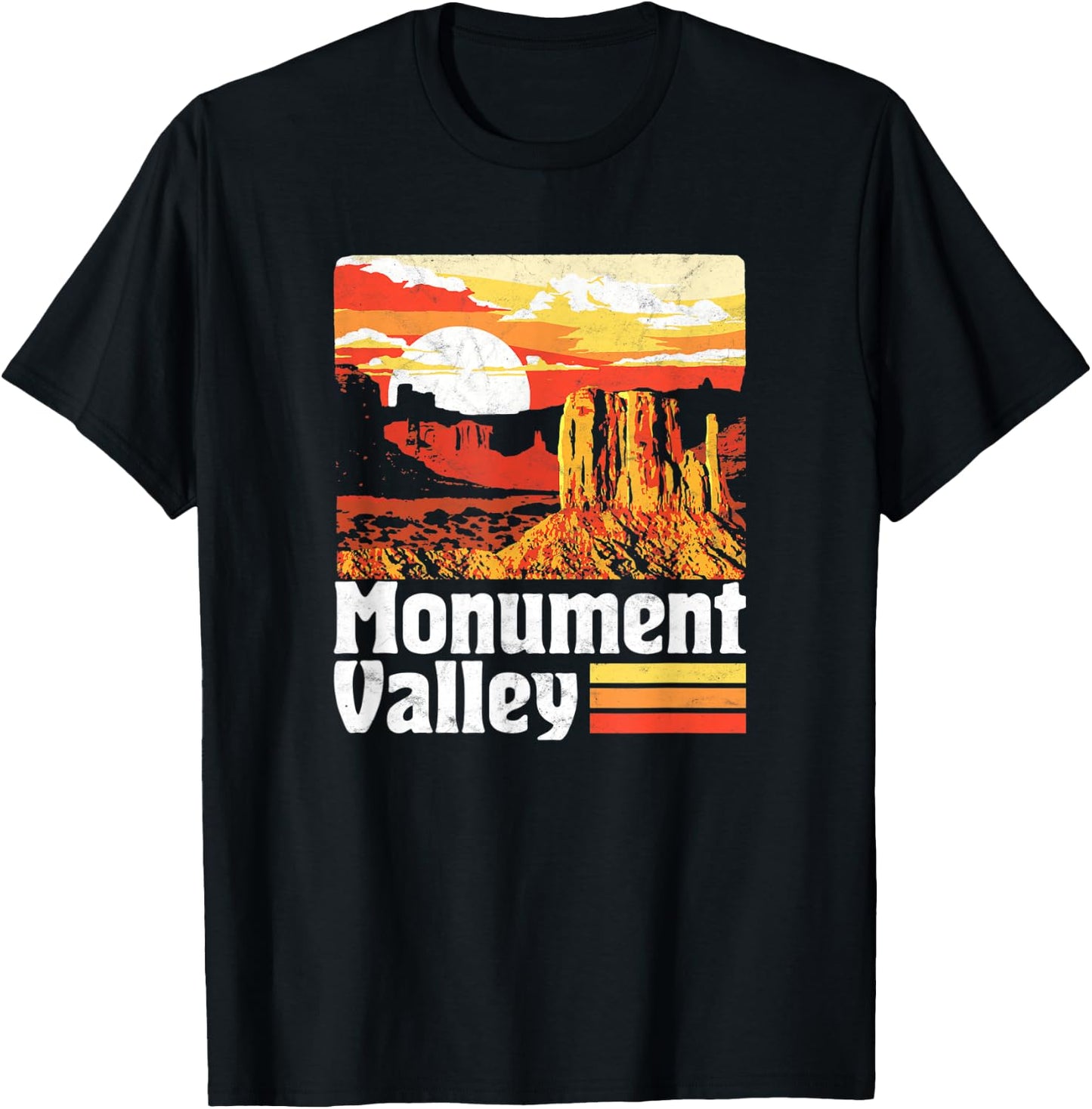 Monument Valley Vintage Sunset 80s Retro Distressed T-Shirt - T-Shirt | Black