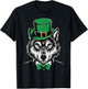 Green Wolf shamrock on St Patricks Day Wolf T-Shirt - T-Shirt | Black