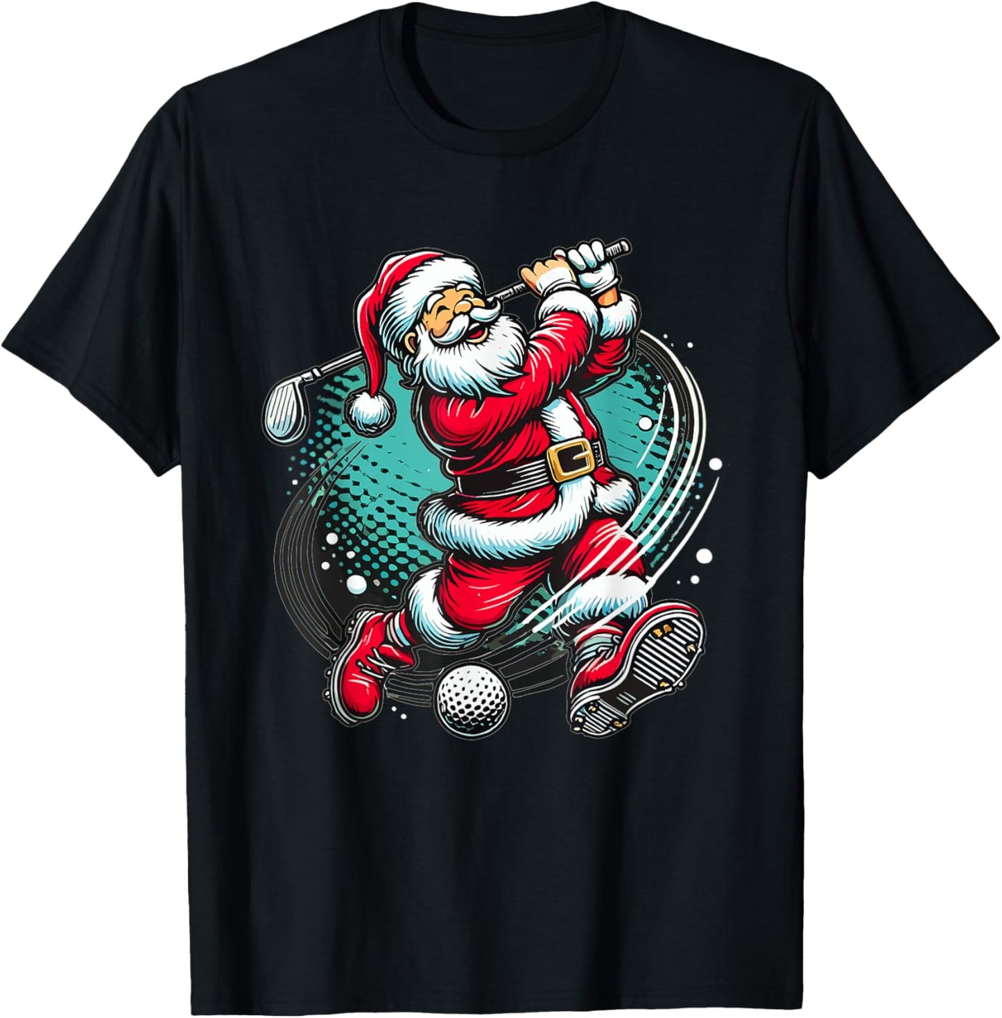 Santa Claus Playing Golf Christmas Golfer Xmas T-Shirt - T-Shirt | Black