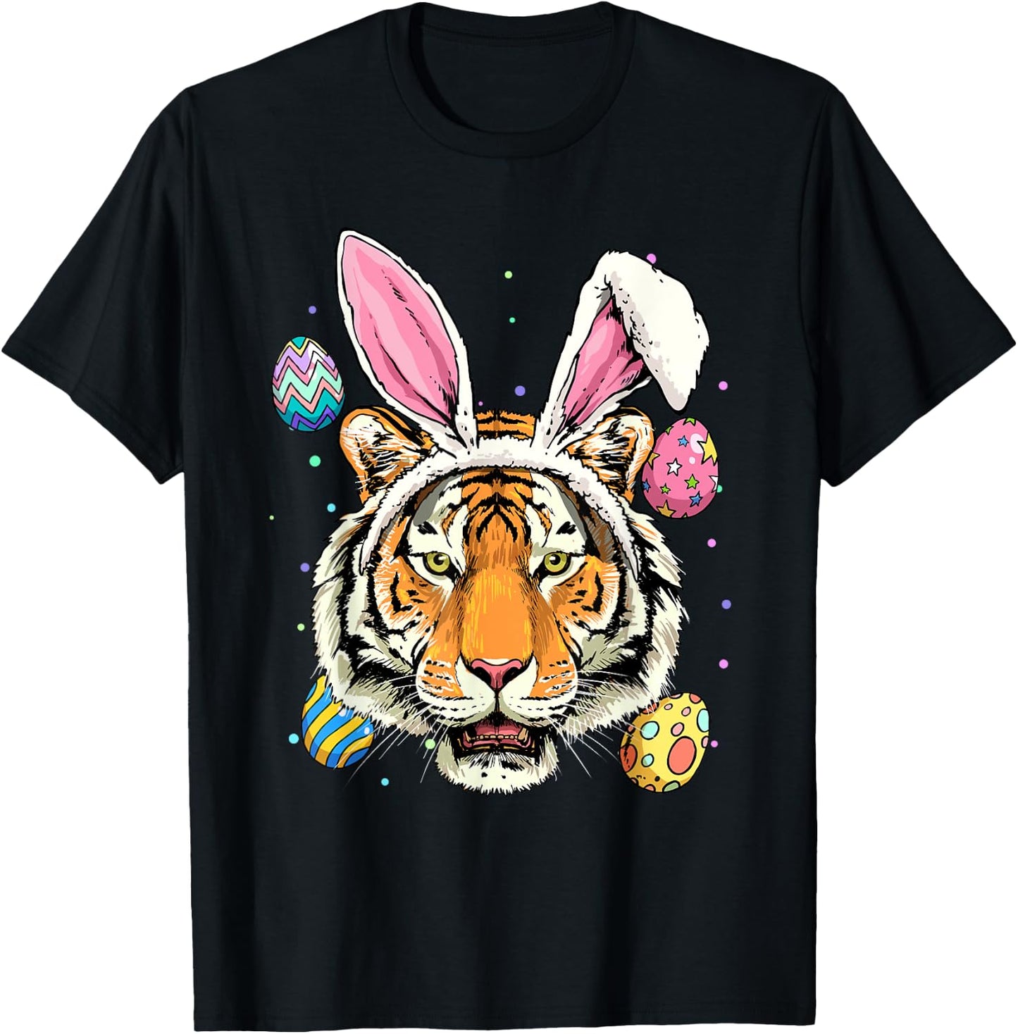 Easter Bunny Tiger Shirt Easter Egg Animal Face Tiger Lover T-Shirt - T-Shirt | Black