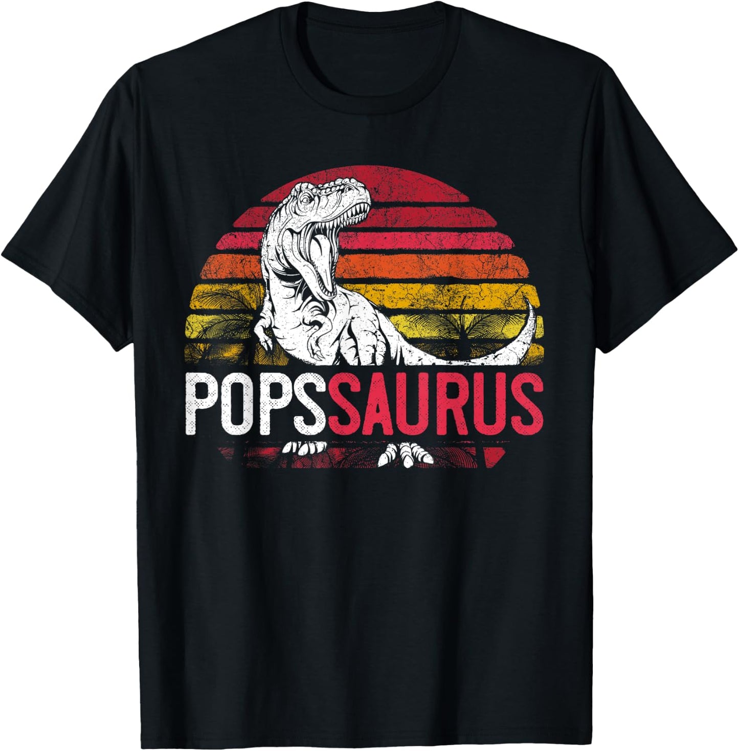 Pops Saurus Father's Day Popssaurus T Rex Dinosaur Grandpa T-Shirt - T-Shirt | Black