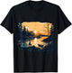 Camping Tent Outdoors Mountains Vintage Sunset T-Shirt - T-Shirt | Black