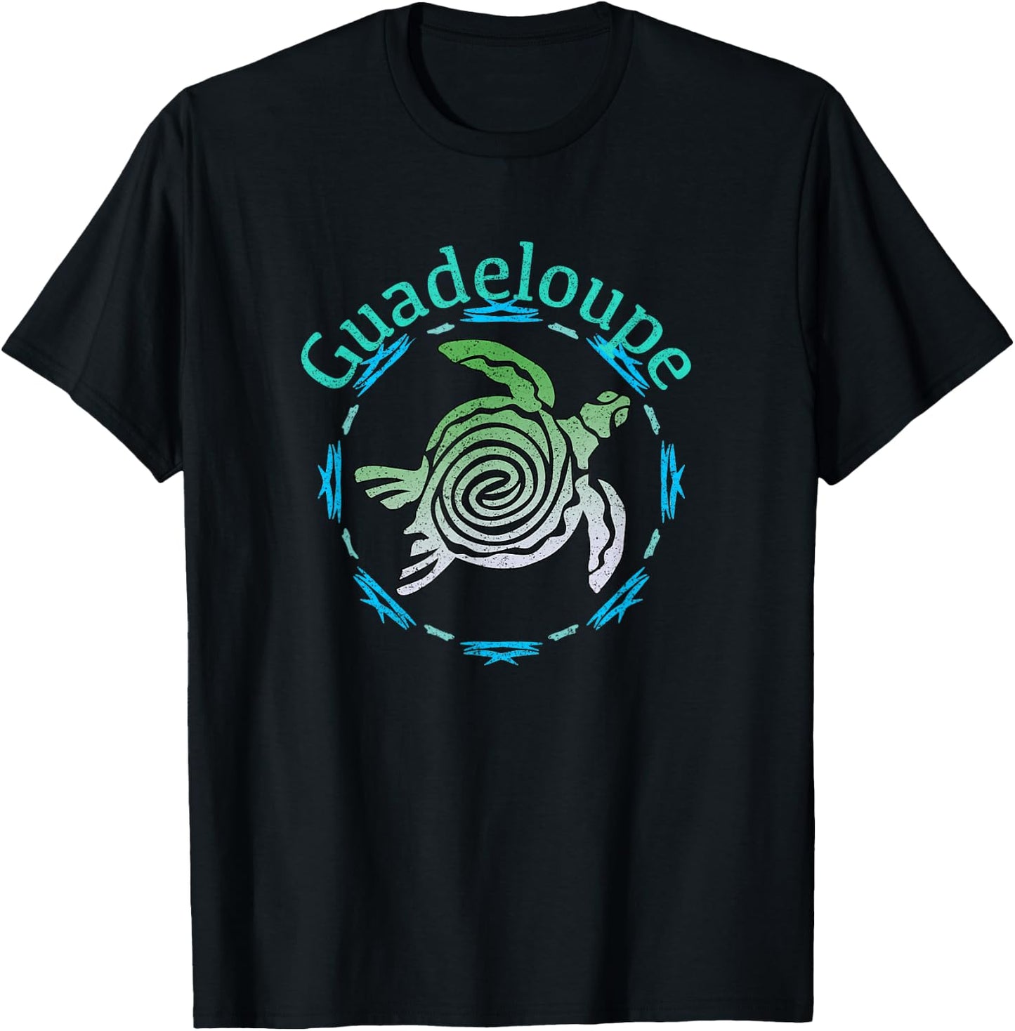 Guadeloupe Vintage Tribal Turtle T-Shirt - T-Shirt | Black