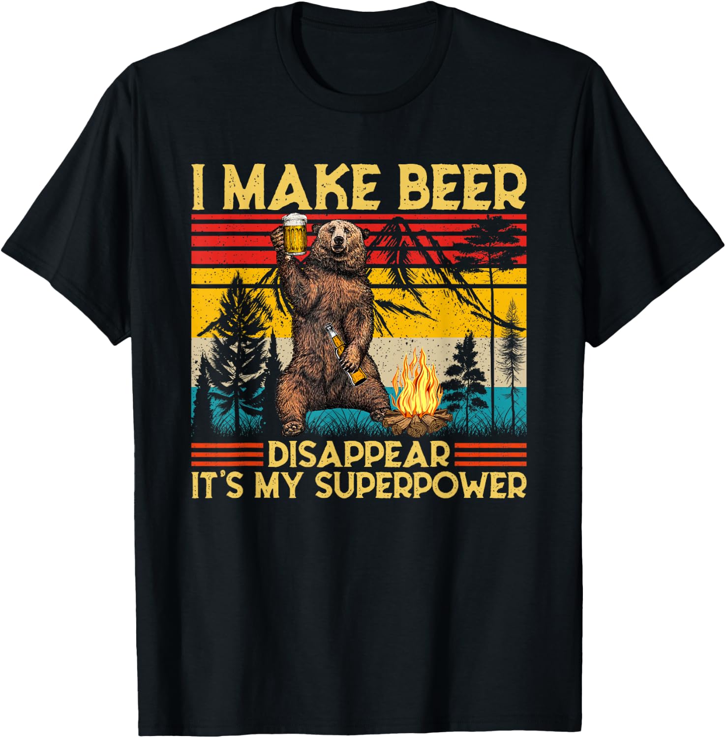 I Make Beer Disappear What's Your Superpower Bear Drinking T-Shirt - T-Shirt | Black