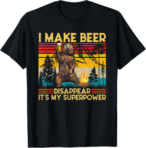 I Make Beer Disappear What's Your Superpower Bear Drinking T-Shirt - T-Shirt | Black