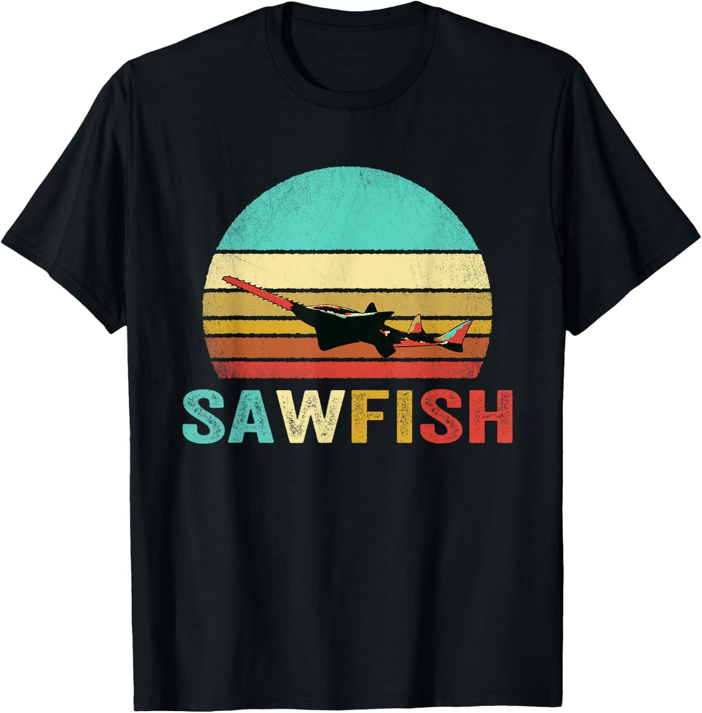 Vintage Sawfish Shirt Sunset T-Shirt - T-Shirt | Black