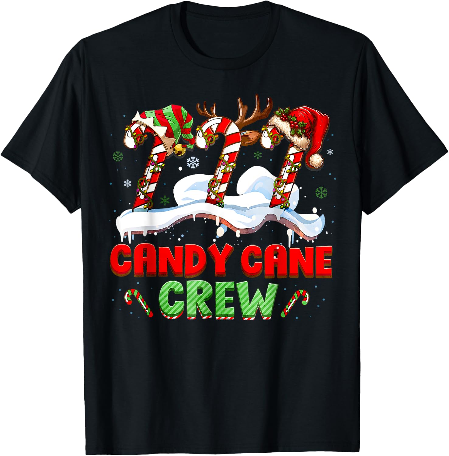 Candy Cane Crew Funny Christmas Candy Lover Xmas Kids T-Shirt - T-Shirt | Black