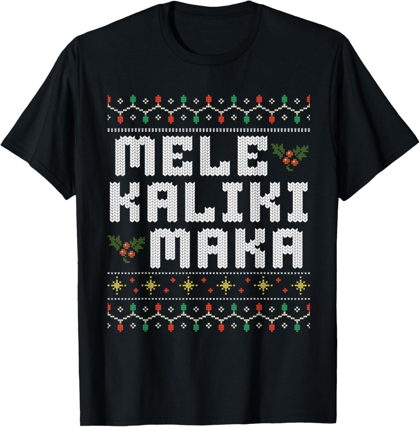Mele Kalikimaka Ugly Christmas Cousin Family Hawaiian Xmas T-Shirt - T-Shirt | Black