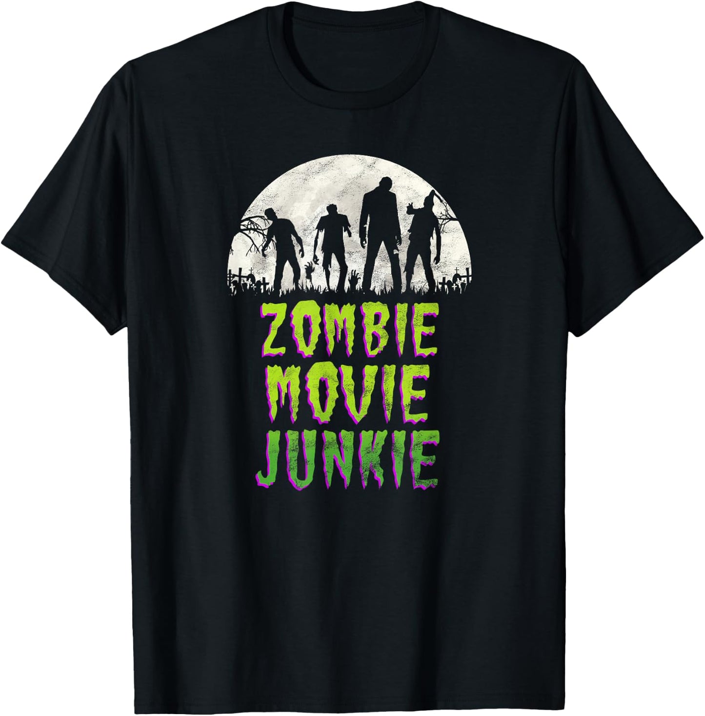 Vintage Horror Zombie Movie Junkie Retro 80s Films T-Shirt - T-Shirt | Black
