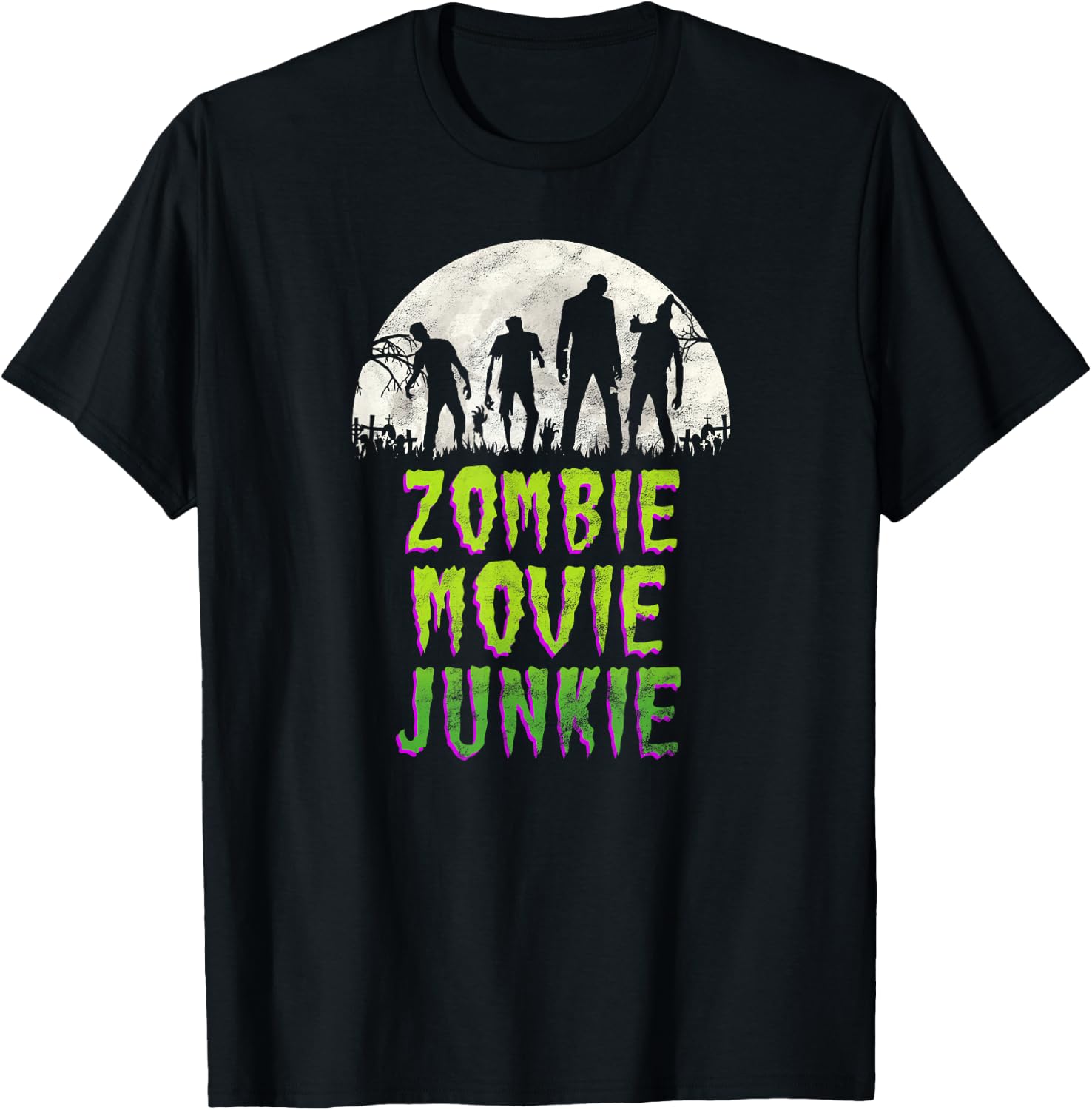 Vintage Horror Zombie Movie Junkie Retro 80s Films T-Shirt - T-Shirt | Black