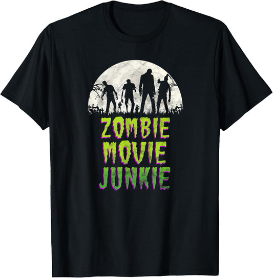 Vintage Horror Zombie Movie Junkie Retro 80s Films T-Shirt - T-Shirt | Black