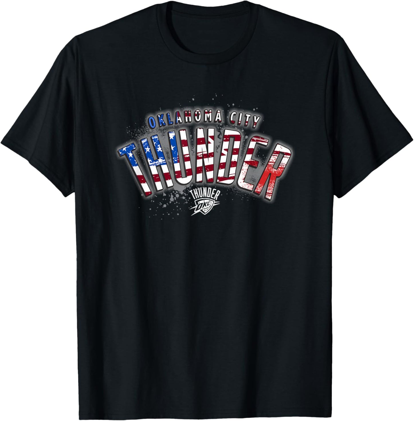 NBA Oklahoma City Thunder American Flag Distressed Paint T-Shirt - T-Shirt | Black