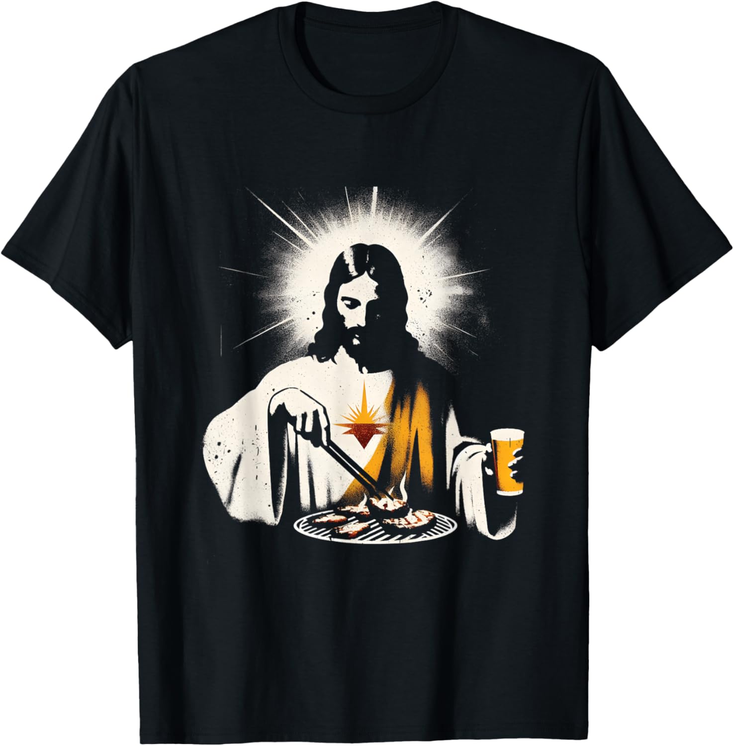 Jesus BBQ And Beer - Funny Christian Religious Barbecue T-Shirt - T-Shirt | Black