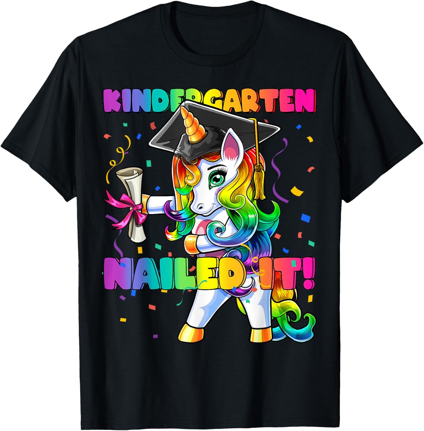 Flossing Unicorn Kindergarten Graduation Cap Gift Girls T-Shirt - T-Shirt | Black