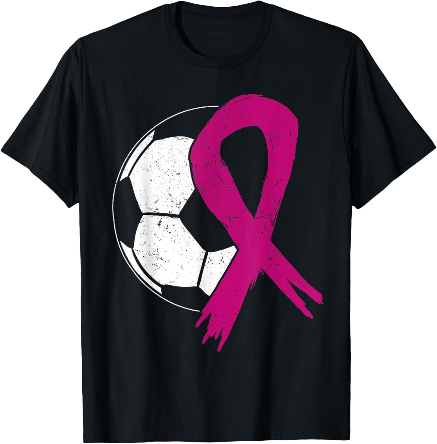 Breast Cancer Soccer Ball Pink Ribbon Carcinomas Sport Kick T-Shirt - T-Shirt | Black