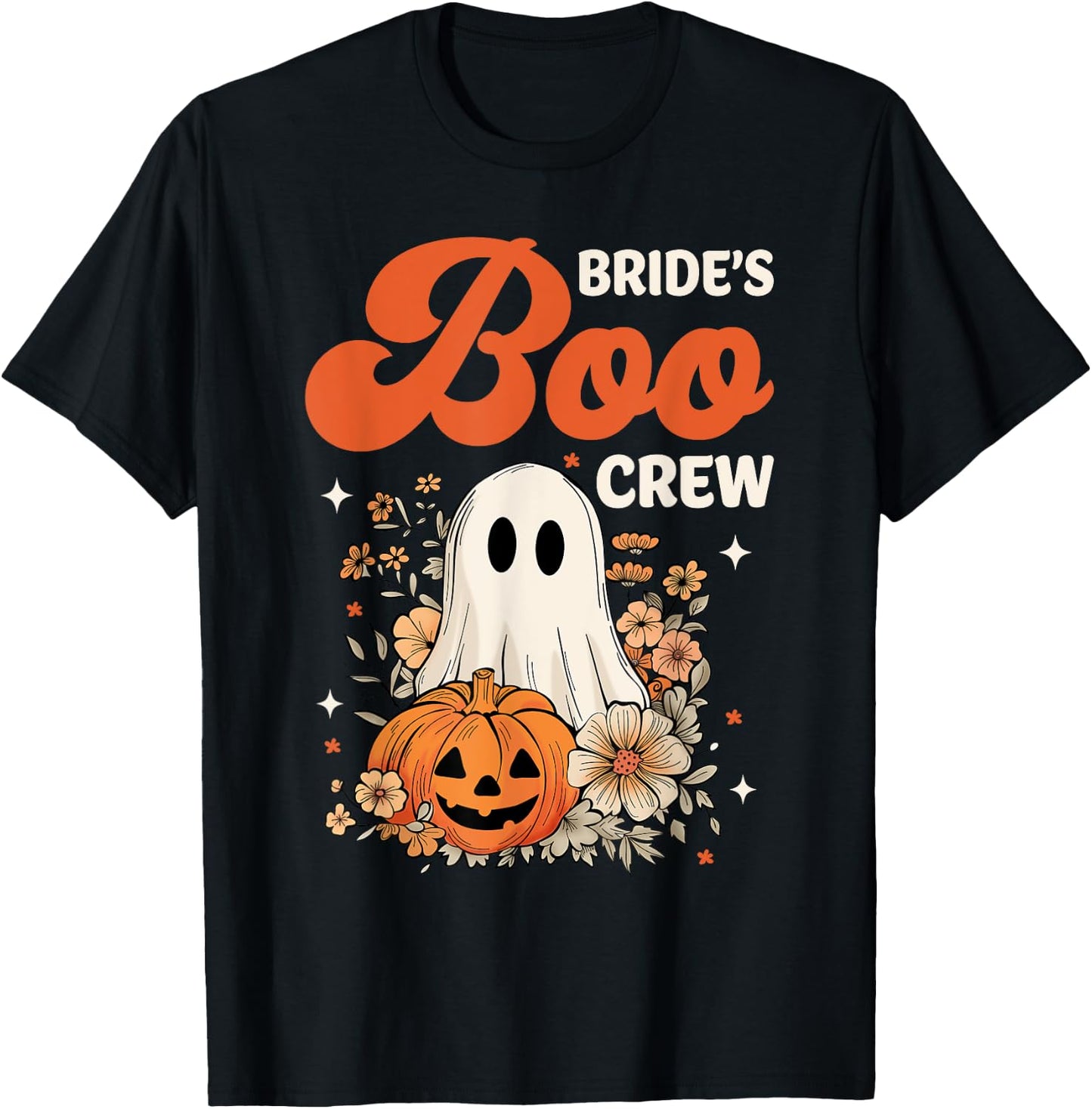 Bride's Boo Crew Wildflower Ghost Halloween Bachelorette T-Shirt - T-Shirt | Black